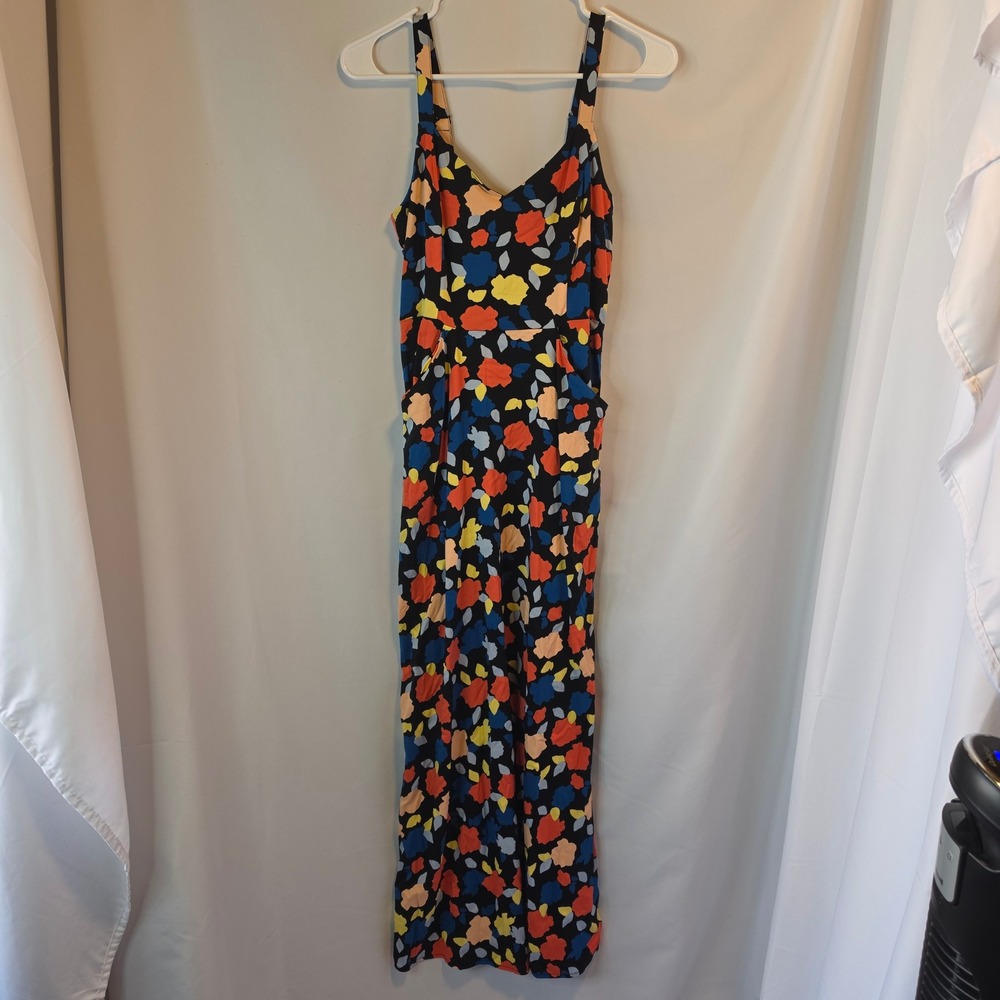 41 Hawthorn Abstract Floral Jumpsuit‎ XSP Black Multi Boho Eclectic Artsy